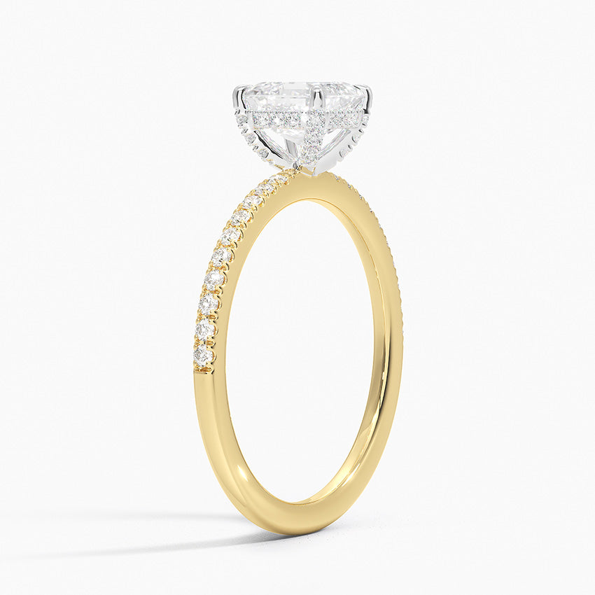 Mixed Metal Viviana Half Coverage Diamond Ring (1/4 ct. tw.) Yellow Gold 18k Asscher Engagement Ring
