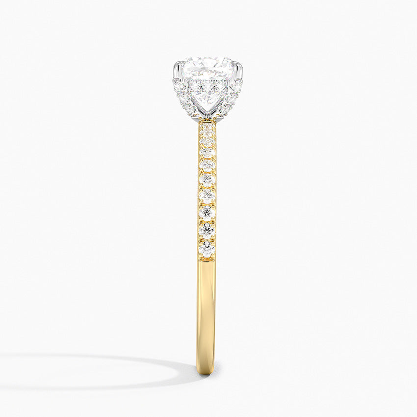 Mixed Metal Viviana Half Coverage Diamond Ring (1/4 ct. tw.) Yellow Gold 18k Cushion Engagement Ring