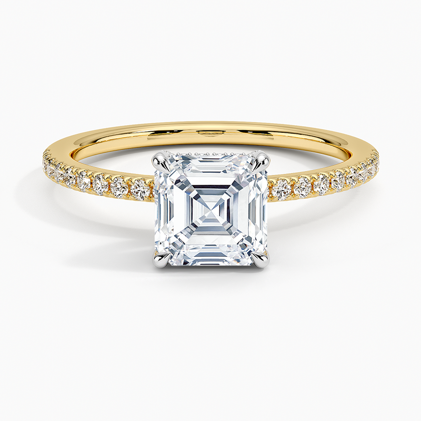 Mixed Metal Viviana Half Coverage Diamond Ring (1/4 ct. tw.) White Gold 18k Asscher Engagement Ring