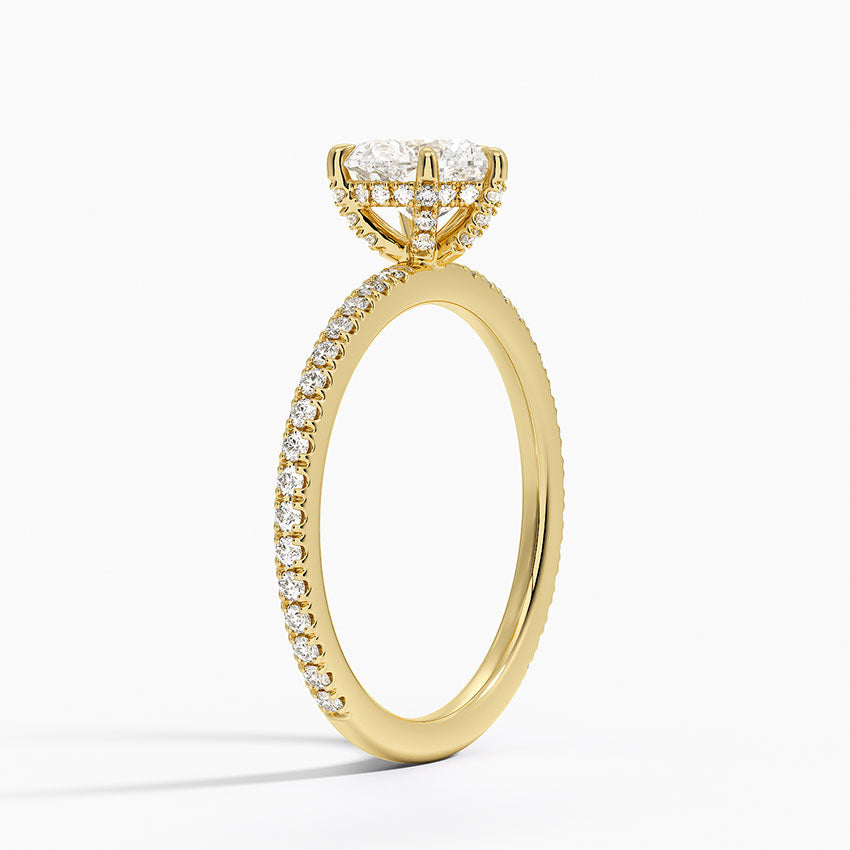 Viviana Three-Quarter Coverage Diamond Ring Yellow Gold 18k Heart Engagement Ring