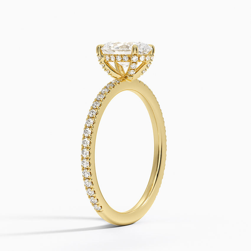 Viviana Three-Quarter Coverage Diamond Ring Yellow Gold 18k Oval Engagement Ring