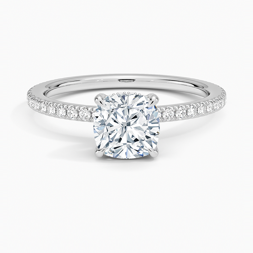 Viviana Three-Quarter Coverage Diamond Ring Platinum Cushion Engagement Ring