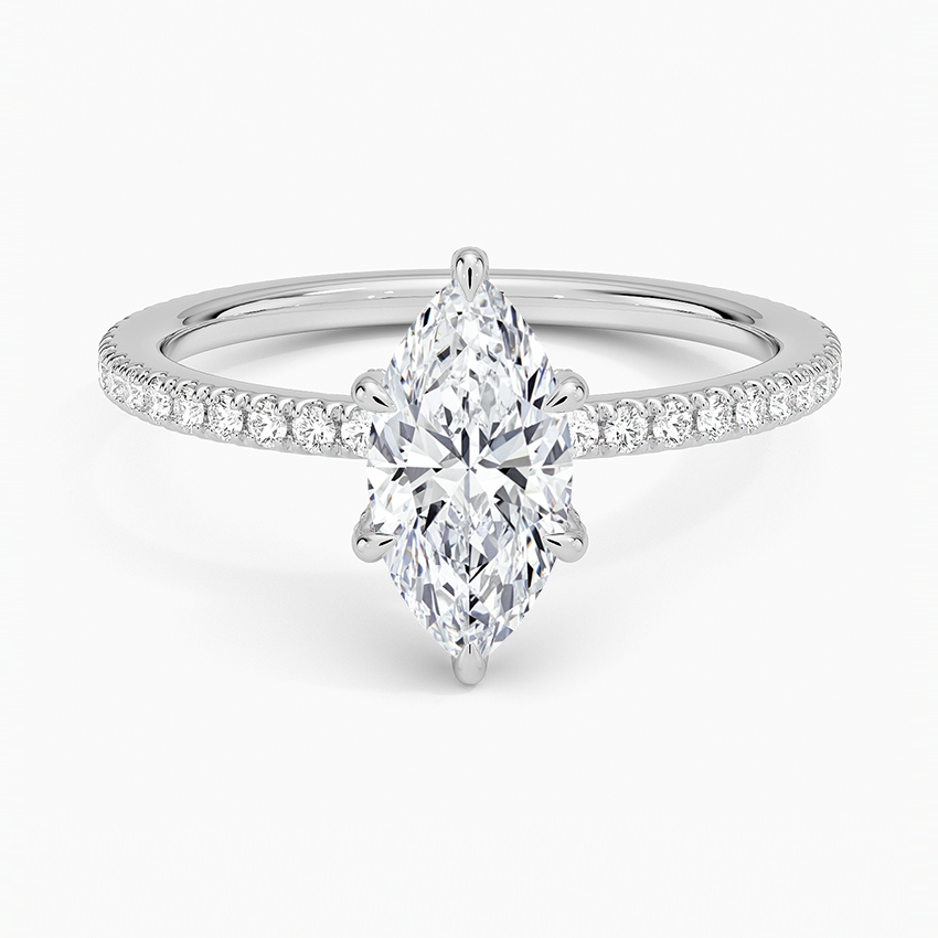 Viviana Three-Quarter Coverage Diamond Ring Platinum Marquise Engagement Ring