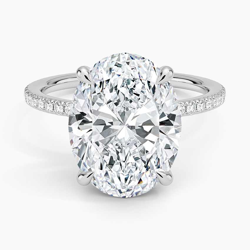 Viviana Three-Quarter Coverage Diamond Ring Platinum Oval Engagement Ring