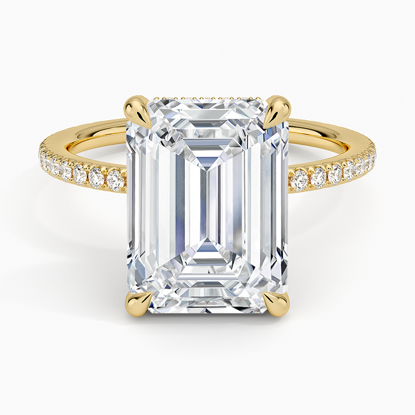 Viviana Three-Quarter Coverage Diamond Ring Yellow Gold 18k Emerald Engagement Ring
