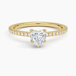 Viviana Three-Quarter Coverage Diamond Ring Yellow Gold 18k Heart Engagement Ring