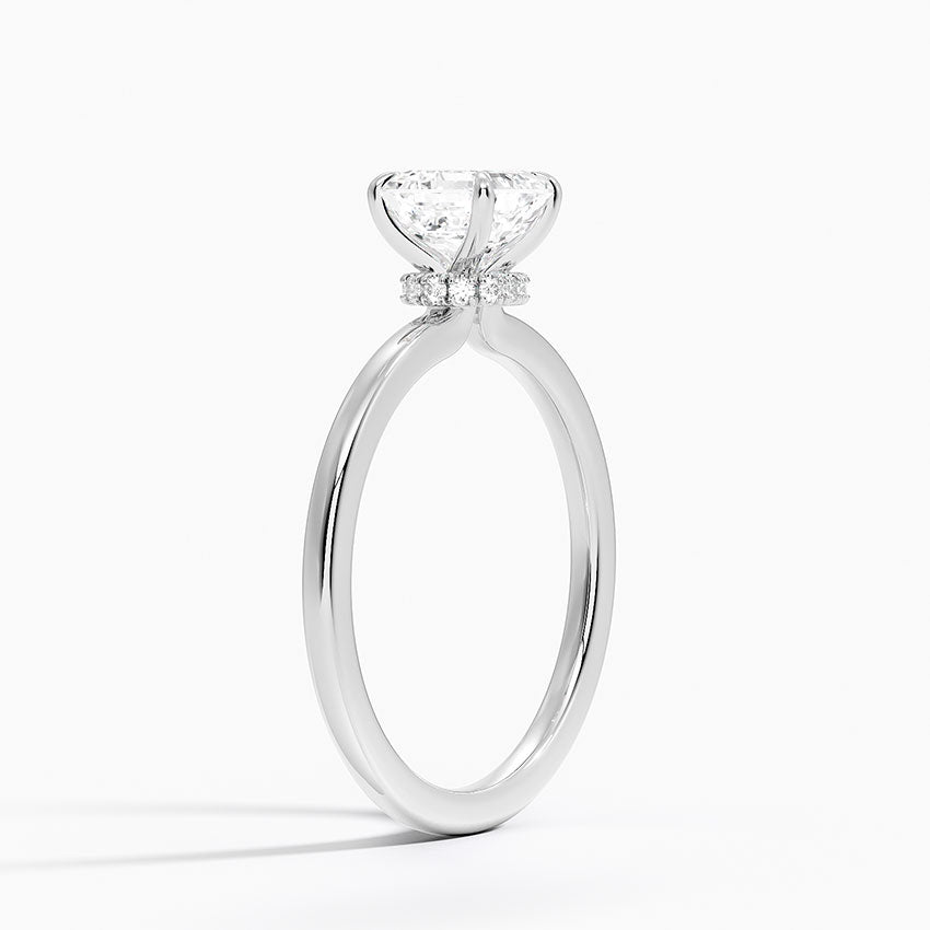 Secret Halo 1.5mm Diamond Ring Platinum Asscher Engagement Ring
