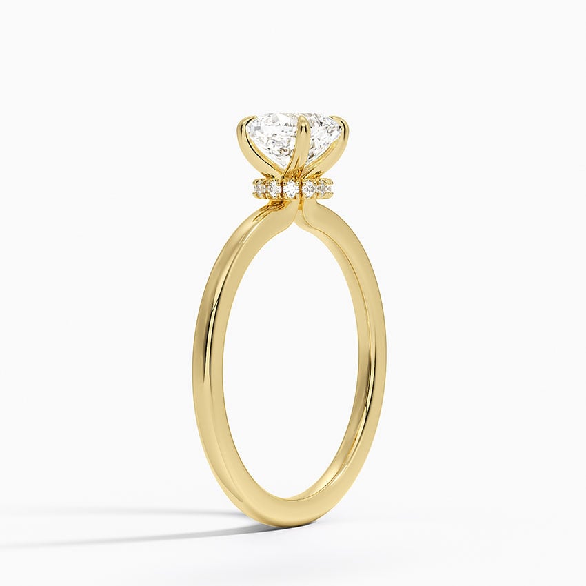Secret Halo 1.5mm Diamond Ring Yellow Gold 18k Cushion Engagement Ring