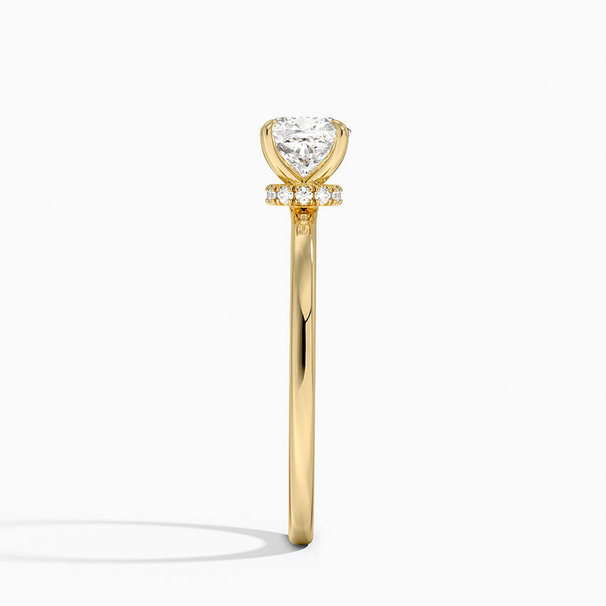 Secret Halo 1.5mm Diamond Ring Yellow Gold 18k Cushion Engagement Ring
