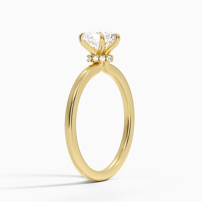 Secret Halo 1.5mm Diamond Ring Yellow Gold 18k Heart Engagement Ring
