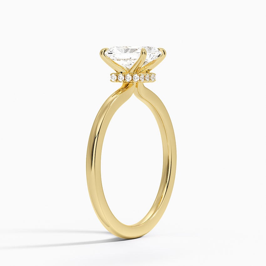Secret Halo 1.5mm Diamond Ring Yellow Gold 18k Radiant Engagement Ring