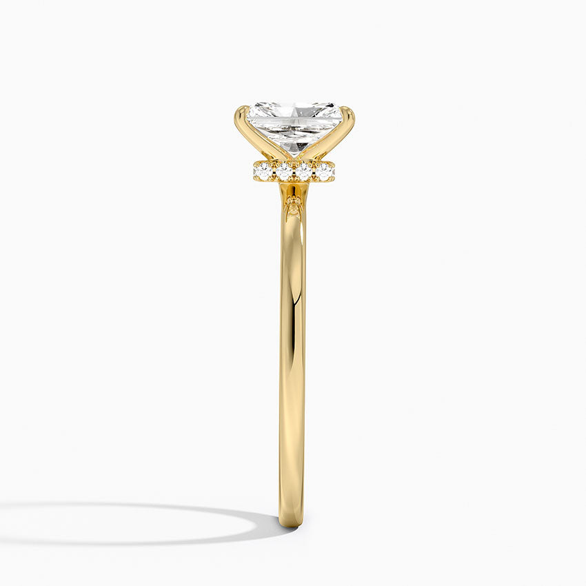 Secret Halo 1.5mm Diamond Ring Yellow Gold 18k Radiant Engagement Ring