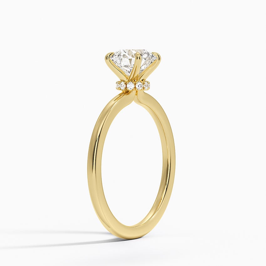 Secret Halo 1.5mm Diamond Ring Yellow Gold 18k Round Engagement Ring