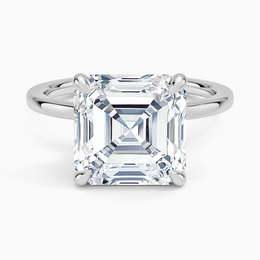 Secret Halo 1.5mm Diamond Ring Platinum Asscher Engagement Ring