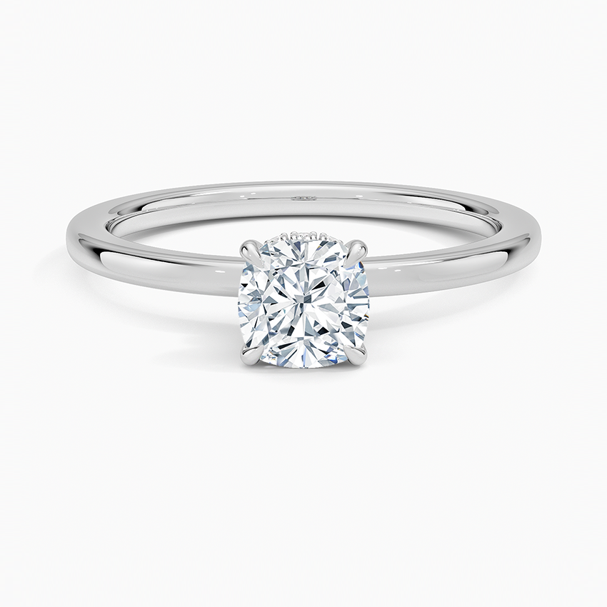 Secret Halo 1.5mm Diamond Ring Platinum Cushion Engagement Ring