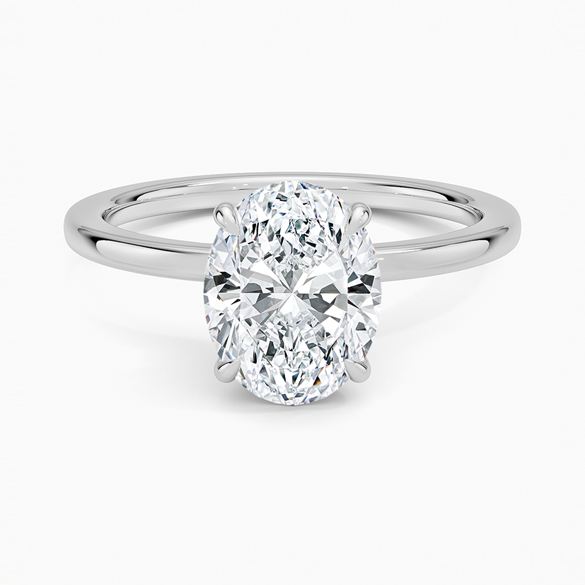Secret Halo 1.5mm Diamond Ring Platinum Oval Engagement Ring