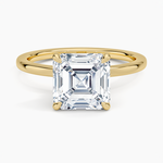Secret Halo 1.5mm Diamond Ring Yellow Gold 18k Asscher Engagement Ring