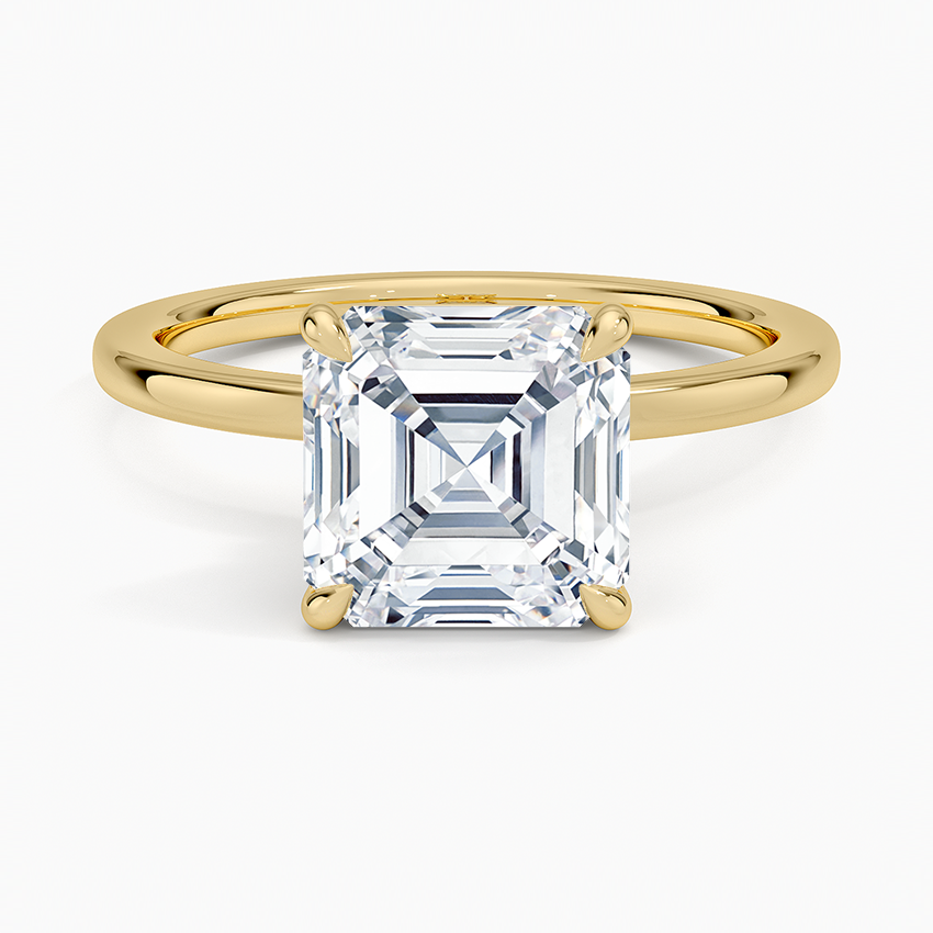 Secret Halo 1.5mm Diamond Ring Yellow Gold 18k Asscher Engagement Ring
