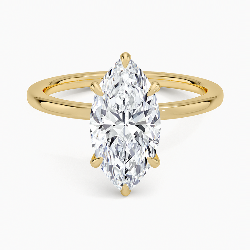 Secret Halo 1.5mm Diamond Ring Yellow Gold 18k Marquise Engagement Ring