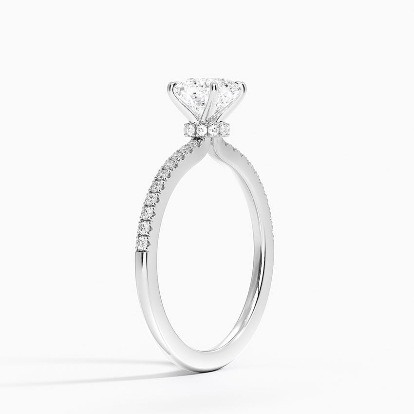 Demi Half Coverage Diamond Ring (1/5 ct. tw.) Platinum Cushion Engagement Ring