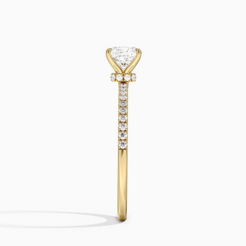 Demi Half Coverage Diamond Ring (1/5 ct. tw.) Yellow Gold 18k Cushion Engagement Ring