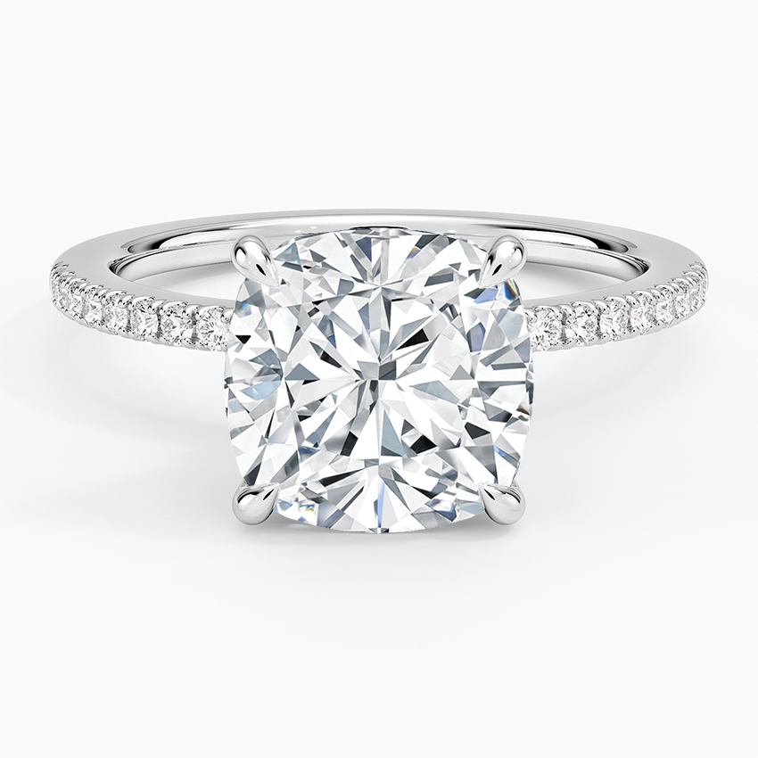 Demi Half Coverage Diamond Ring (1/5 ct. tw.) Platinum Cushion Engagement Ring