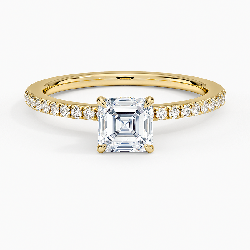 Demi Half Coverage Diamond Ring (1/5 ct. tw.) Yellow Gold 18k Asscher Engagement Ring