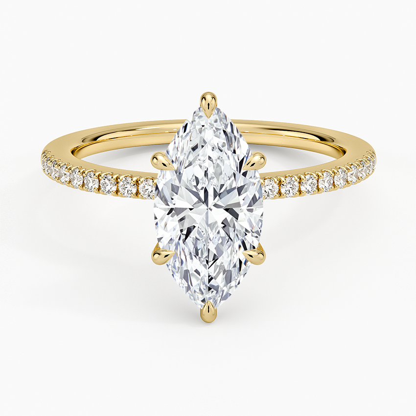 Demi Half Coverage Diamond Ring (1/5 ct. tw.) Yellow Gold 18k Marquise Engagement Ring