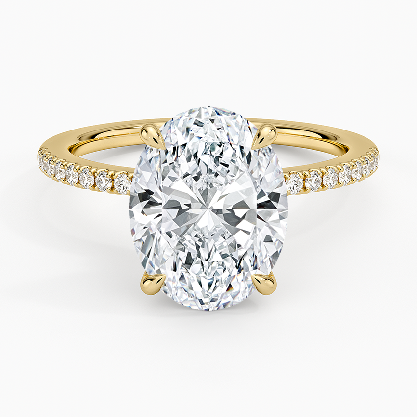 Demi Half Coverage Diamond Ring (1/5 ct. tw.) Yellow Gold 18k Oval Engagement Ring