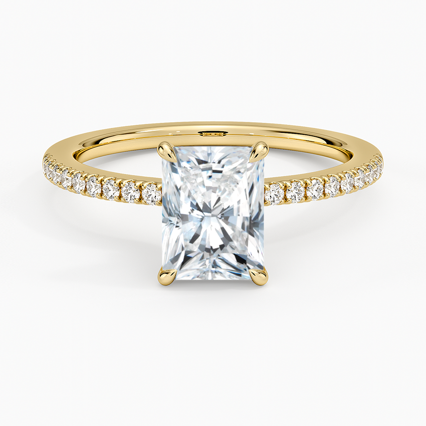Demi Half Coverage Diamond Ring (1/5 ct. tw.) Yellow Gold 18k Radiant Engagement Ring
