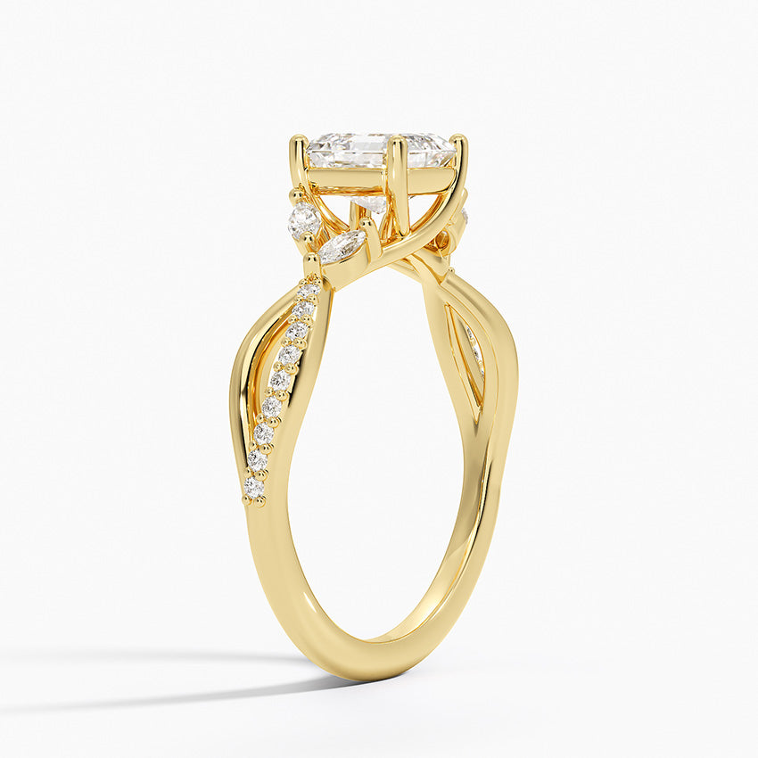 Petite Twisted Willow Diamond Ring Yellow Gold 18k Asscher Engagement Ring