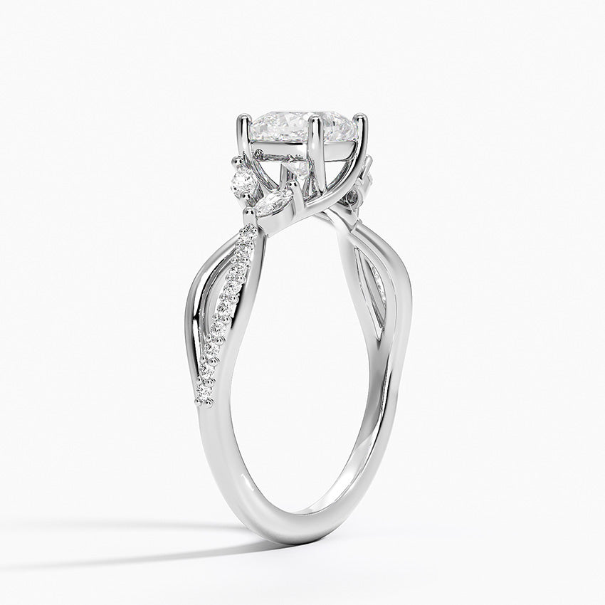 Petite Twisted Willow Diamond Ring Platinum Cushion Engagement Ring