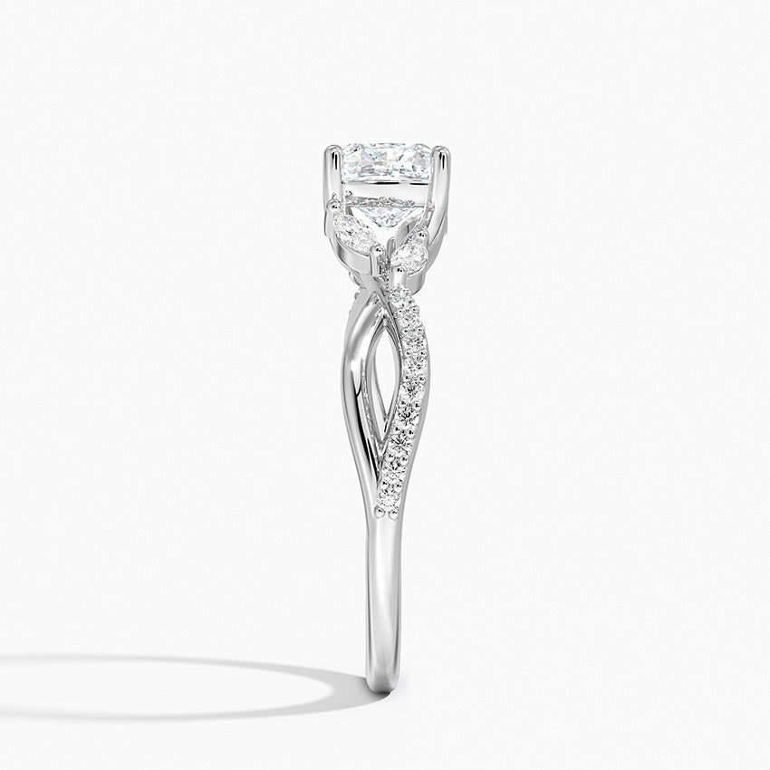 Petite Twisted Willow Diamond Ring Platinum Cushion Engagement Ring