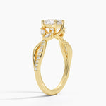 Petite Twisted Willow Diamond Ring Yellow Gold 18k Cushion Engagement Ring