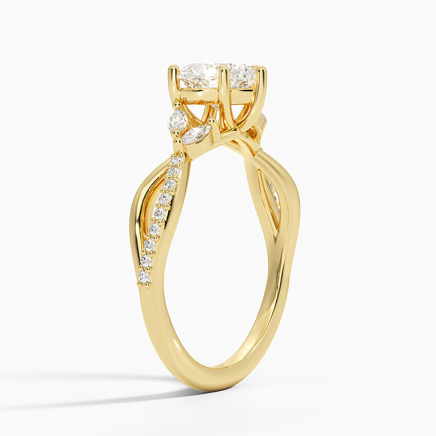 Petite Twisted Willow Diamond Ring Yellow Gold 18k Heart Engagement Ring