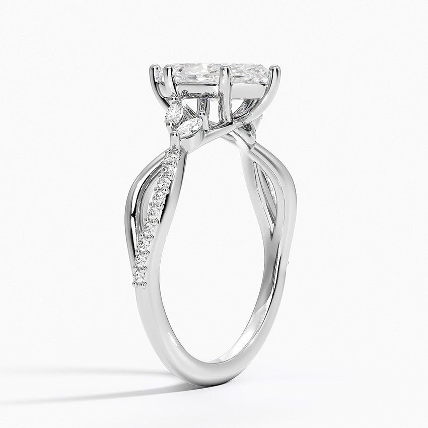 Petite Twisted Willow Diamond Ring Platinum Marquise Engagement Ring