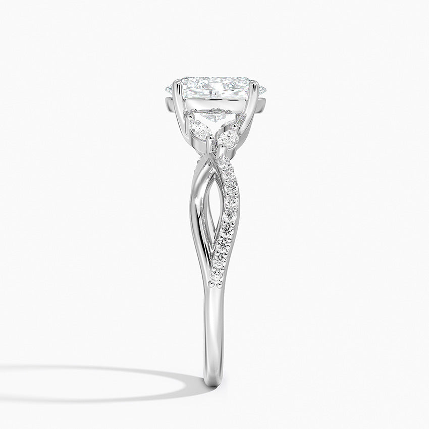 Petite Twisted Willow Diamond Ring Platinum Oval Engagement Ring