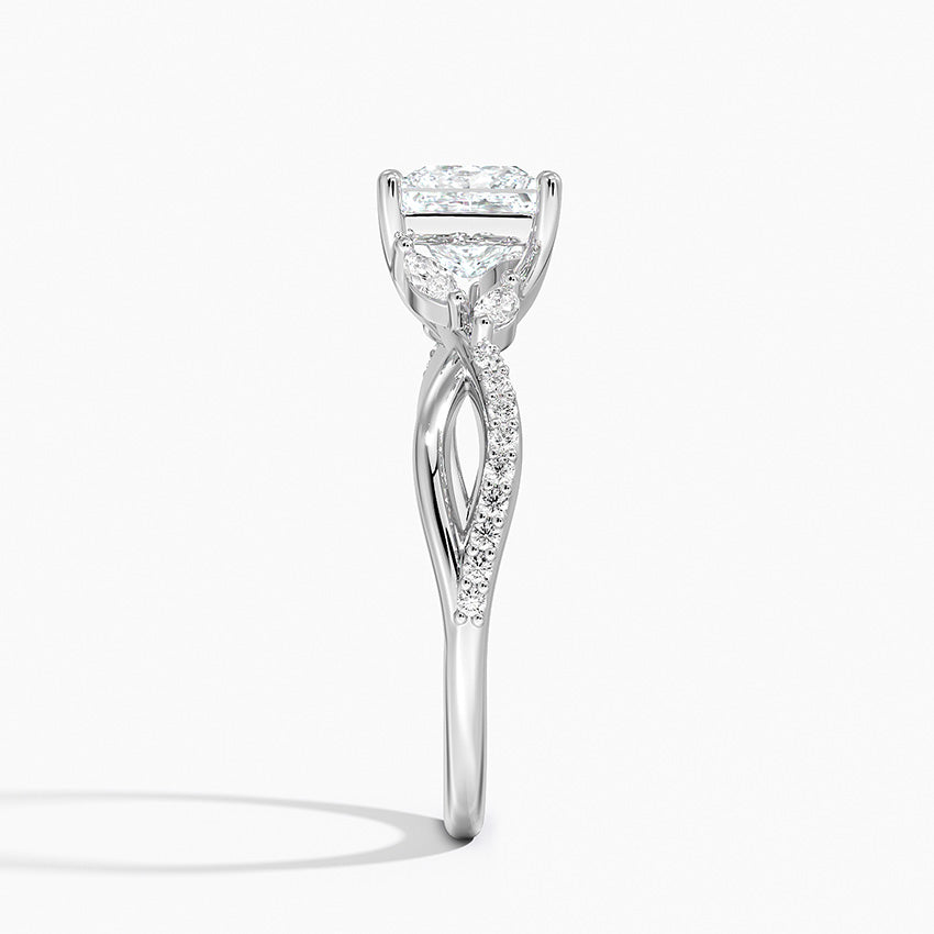 Petite Twisted Willow Diamond Ring Platinum Princess Engagement Ring