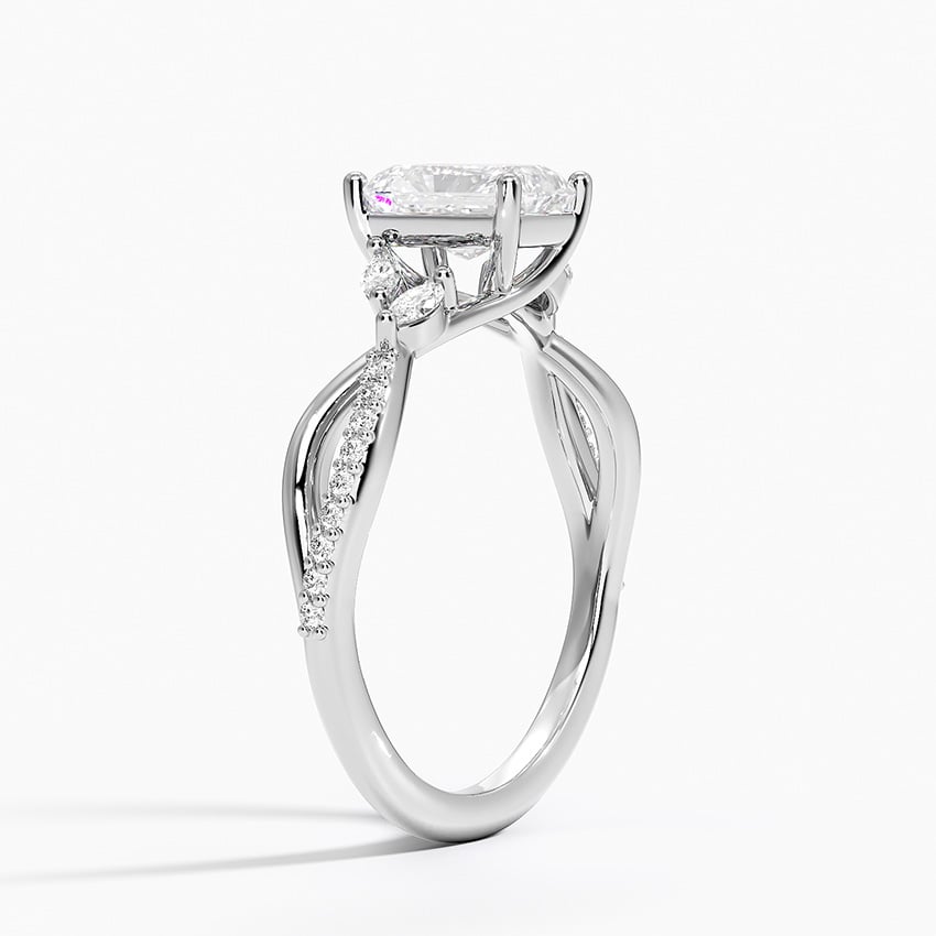 Petite Twisted Willow Diamond Ring Platinum Radiant Engagement Ring
