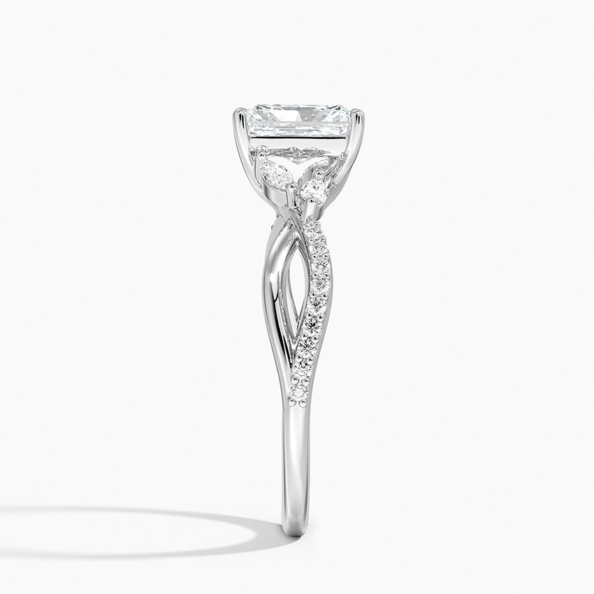 Petite Twisted Willow Diamond Ring Platinum Radiant Engagement Ring