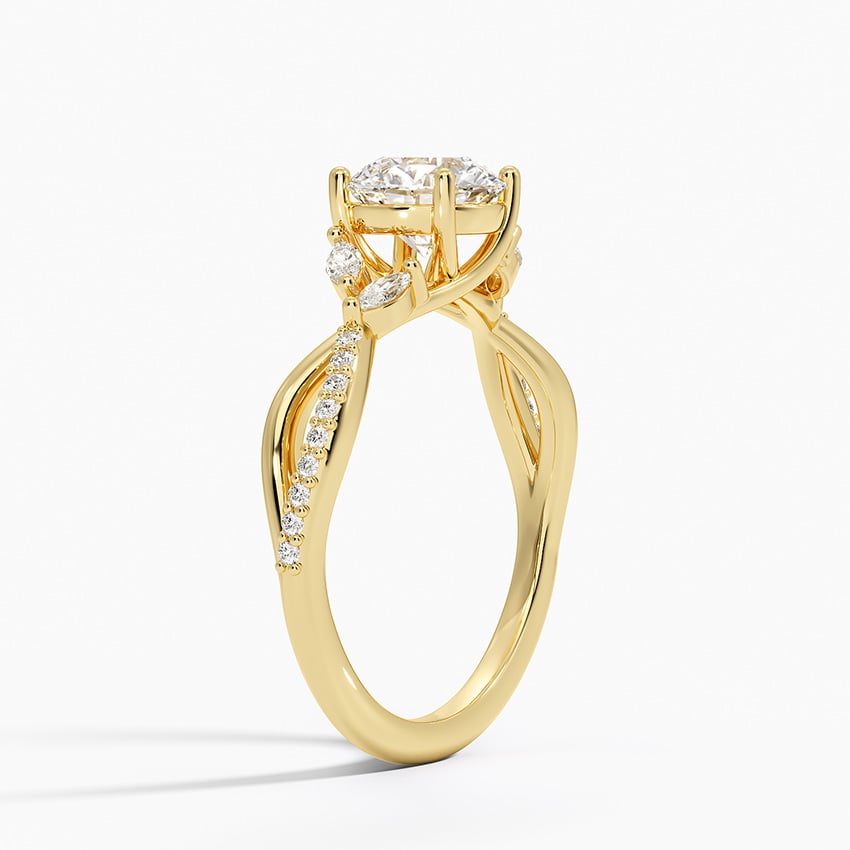 Petite Twisted Willow Diamond Ring Yellow Gold 18k Round Engagement Ring