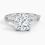 Petite Twisted Willow Diamond Ring Platinum Cushion Engagement Ring