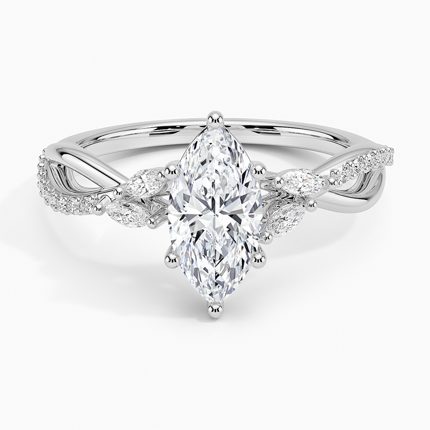 Petite Twisted Willow Diamond Ring Platinum Marquise Engagement Ring