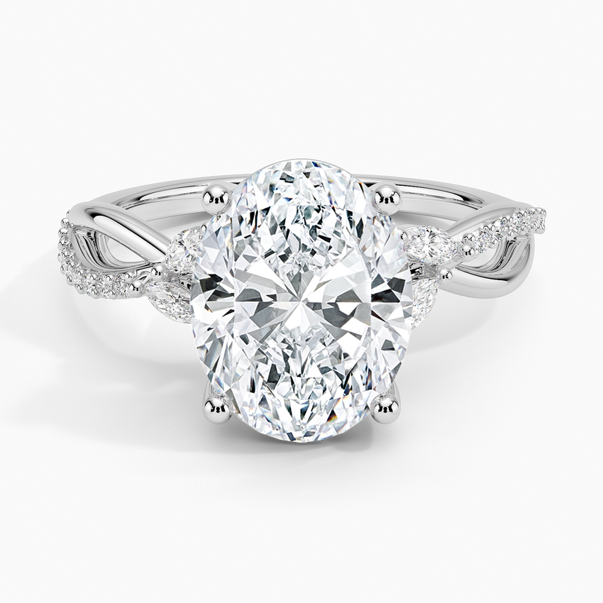 Petite Twisted Willow Diamond Ring Platinum Oval Engagement Ring