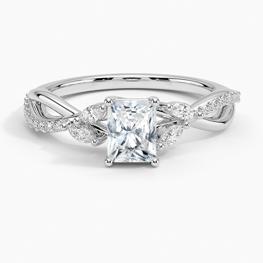 Petite Twisted Willow Diamond Ring Platinum Radiant Engagement Ring