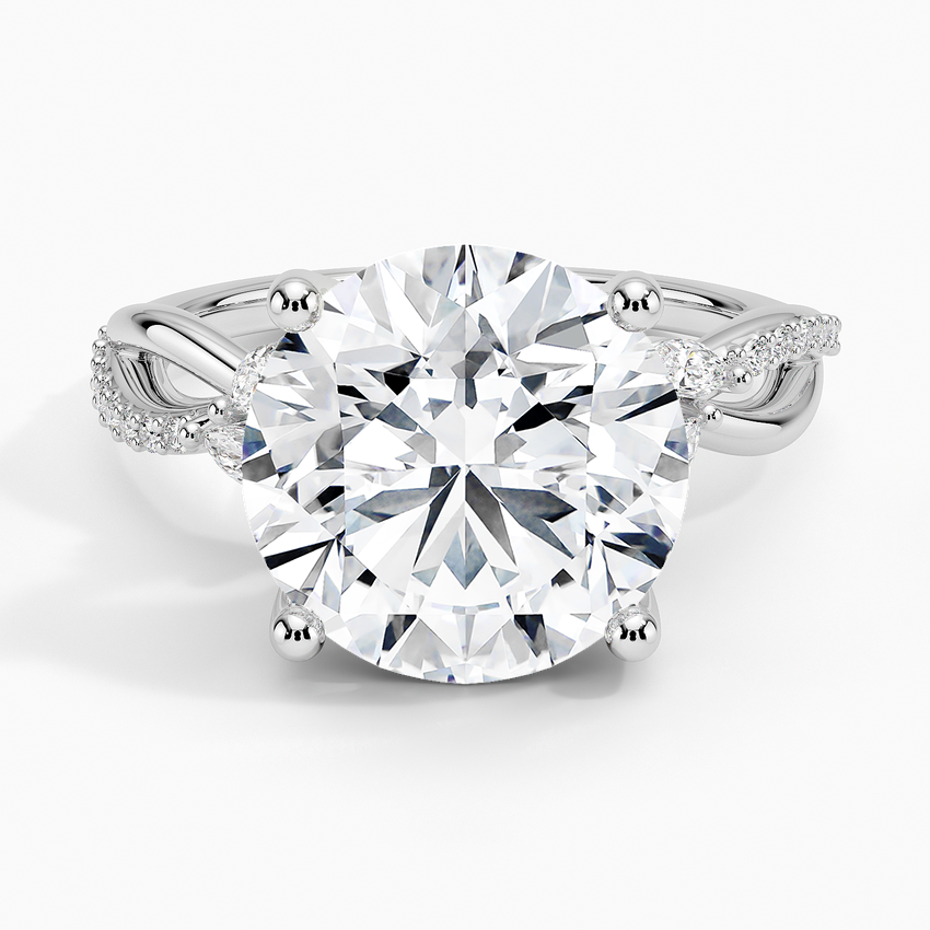 Petite Twisted Willow Diamond Ring Platinum Round Engagement Ring