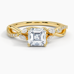 Petite Twisted Willow Diamond Ring Yellow Gold 18k Asscher Engagement Ring