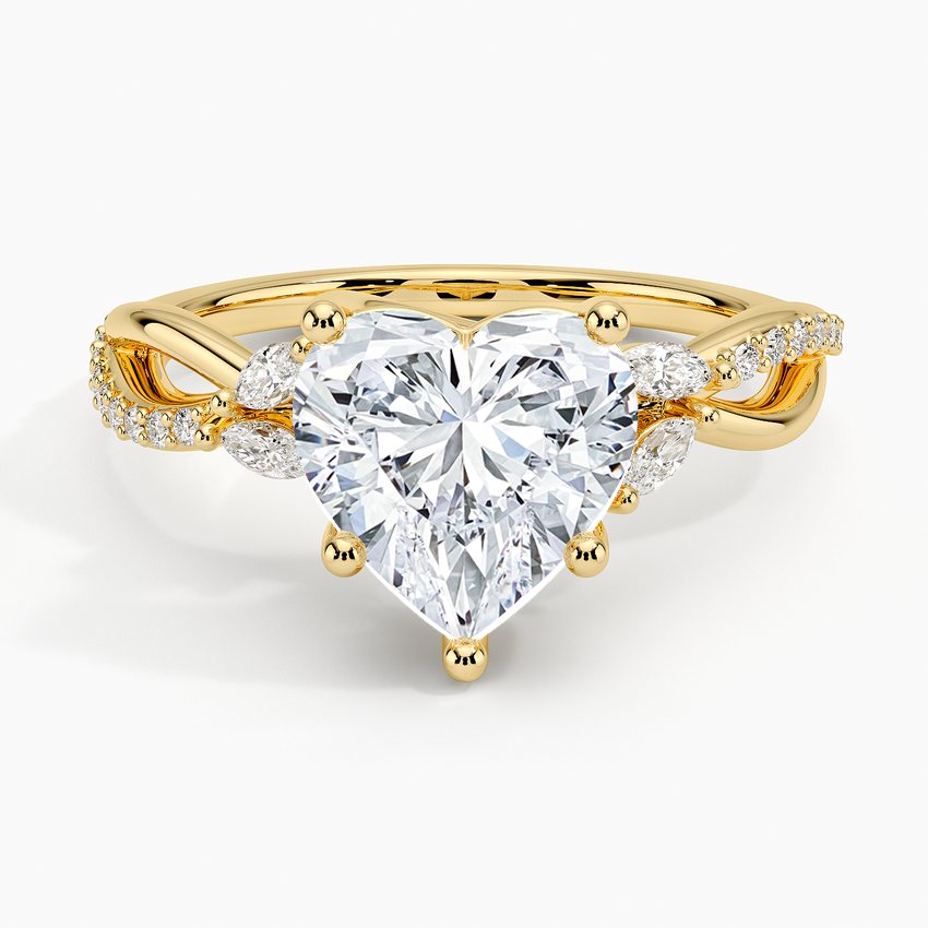 Petite Twisted Willow Diamond Ring Yellow Gold 18k Heart Engagement Ring