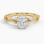 Petite Twisted Willow Diamond Ring Yellow Gold 18k Oval Engagement Ring