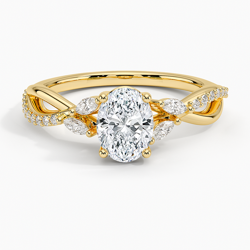 Petite Twisted Willow Diamond Ring Yellow Gold 18k Oval Engagement Ring